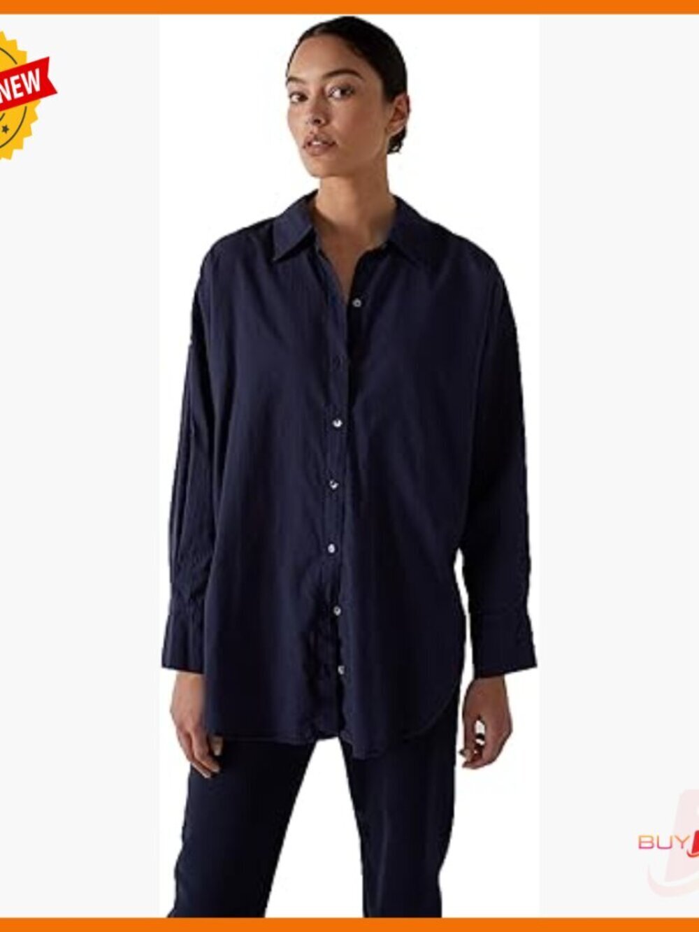 Classic Cotton Button Down Shirt with Side Slit Detail
